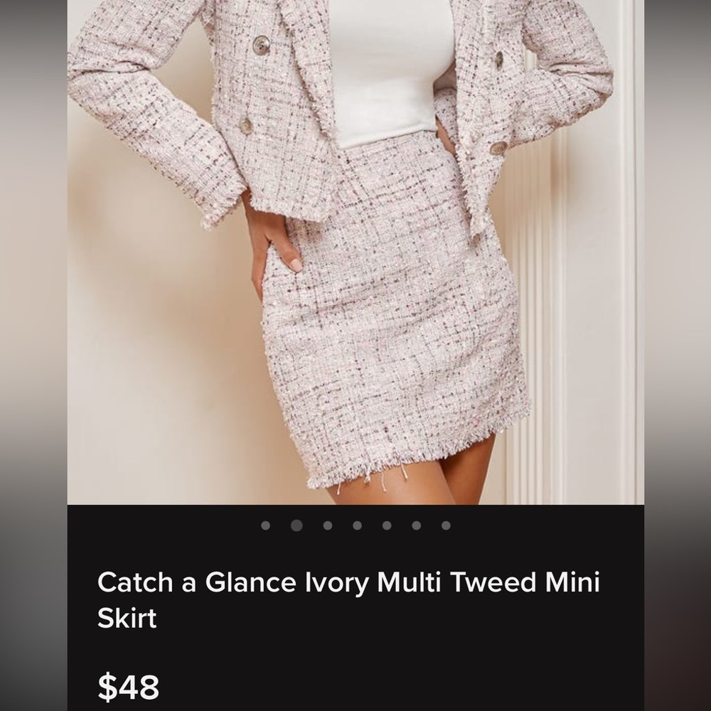 Lulus Ivory Multi Tweed Mini Skirt